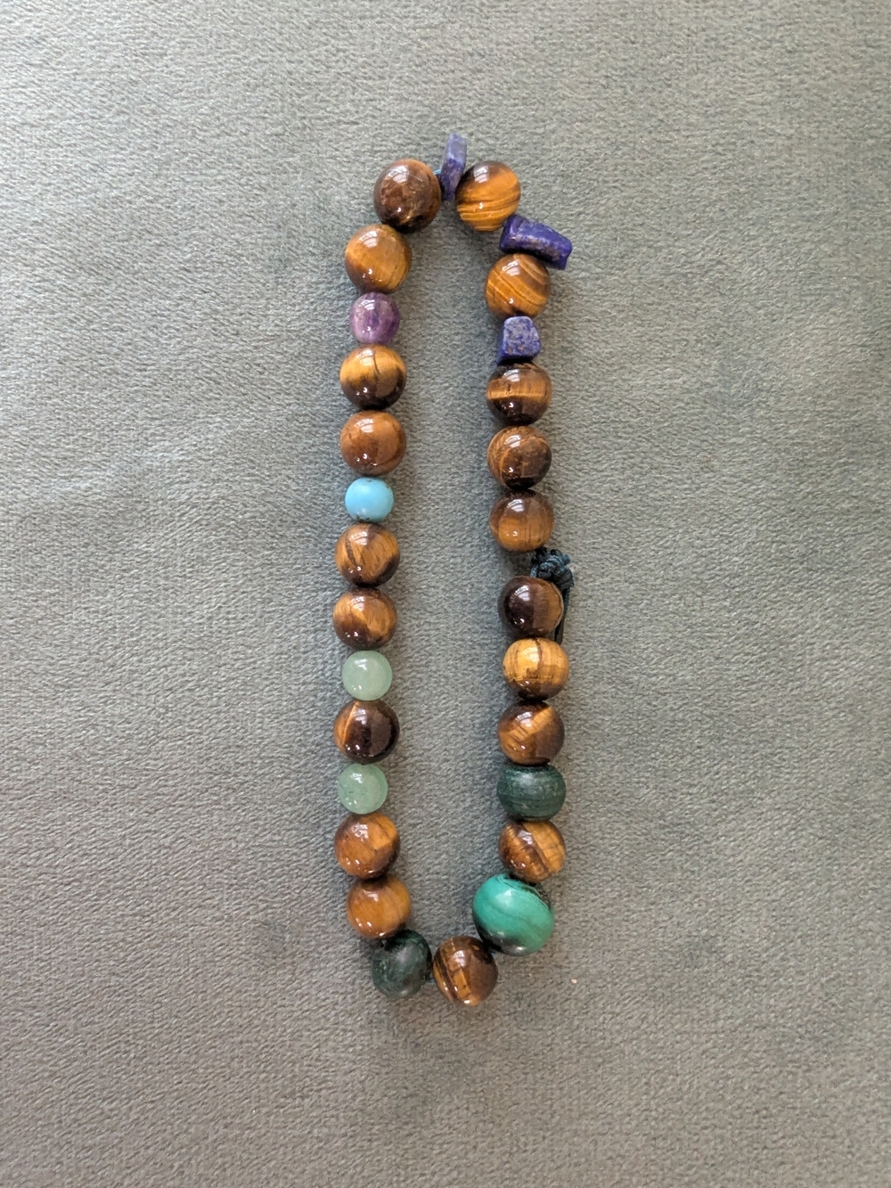 Multicolored Natural Stone Bead Bracelet - Tiger Eye & Gemstone